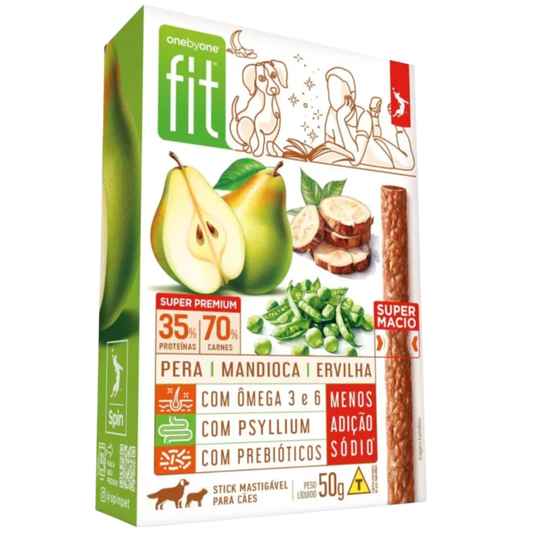 Petisco Stick Fit Para Cães Sabor Pera, Mandioca & Ervilha 50gr