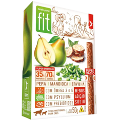 Petisco Stick Fit Para Cães Sabor Pera, Mandioca & Ervilha 50gr