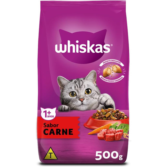 Ração Whiskas Para Gatos Adultos Sabor Carne 500gr