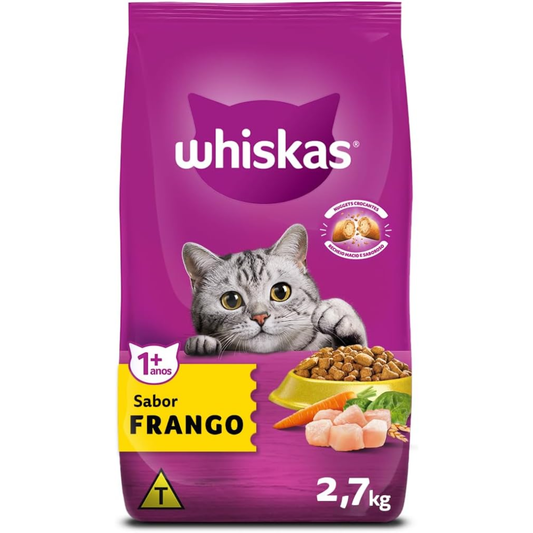 Ração Whiskas Para Gatos Adultos Sabor Frango 2,7kg