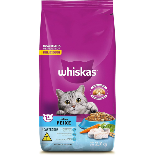 Ração Whiskas Para Gatos Castrados Sabor Peixe 2,7kg