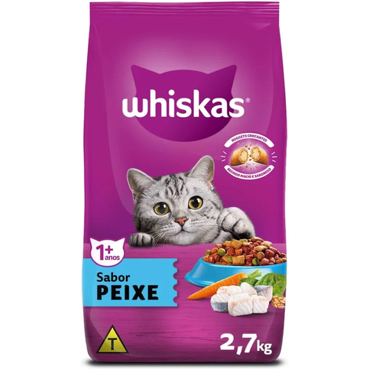 Ração Whiskas Para Gatos Adultos Sabor Peixe 2,7kg