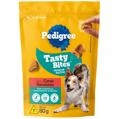 Petisco Pedigree Tasty Bites Para Cães Adultos Sabor Carne Suculenta 80gr