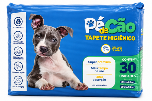 Tapete Higiênico Pé De Cão Super Premium 80 X 60 Cm – 30 Unidades