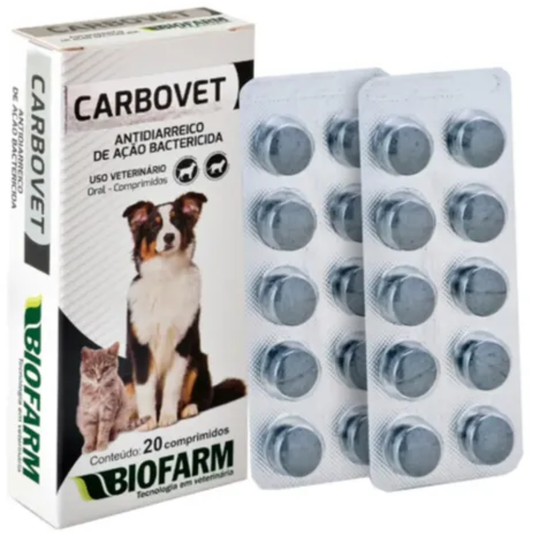 Antidiarreico Carbovet Para Cães E Gatos Com 20 Comprimidos