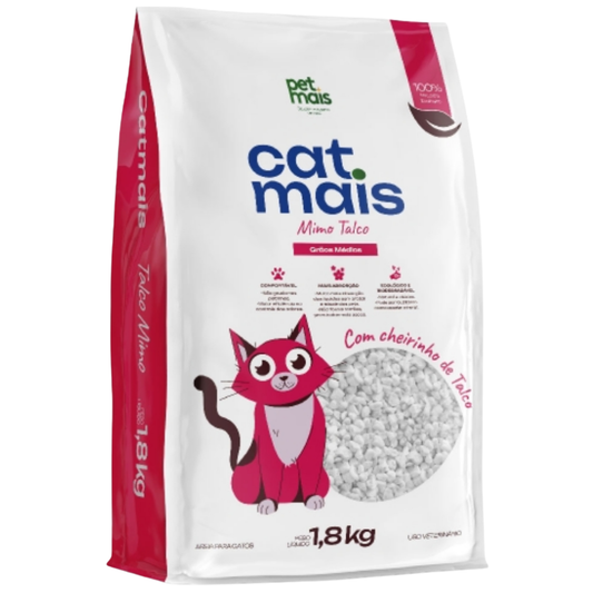 Areia Higiênica Cat Mais Mimo Talco Com Grãos Médios 1,8kg