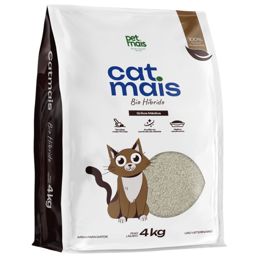 Areia Higiênica Cat Mais Bio Híbrido Com Grãos Medios 4kg