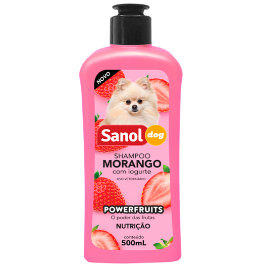 Shampoo Para Cães Morango Com Iogurte Powerfruits Sanol Dog 500ml