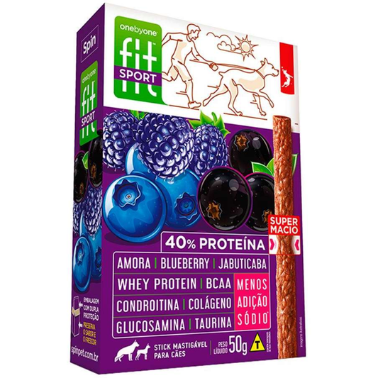 Petisco Stick Fit Para Cães Sabor Amora, Blueberry E Jabuticaba 50g