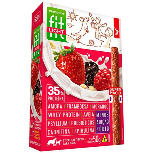 Petisco Stick Fit Para Cães Sabor Amora, Framboesa & Morango 50gr