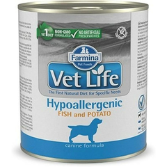 Ração Úmida Para Cães Vetlife Hypoallergenic Peixe & Batata Lata 300gr