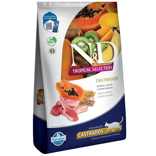 Ração N&d Para Gatos Castrados Sabor Cordeiro, Cereais E Frutas Tropicais 1,5kg