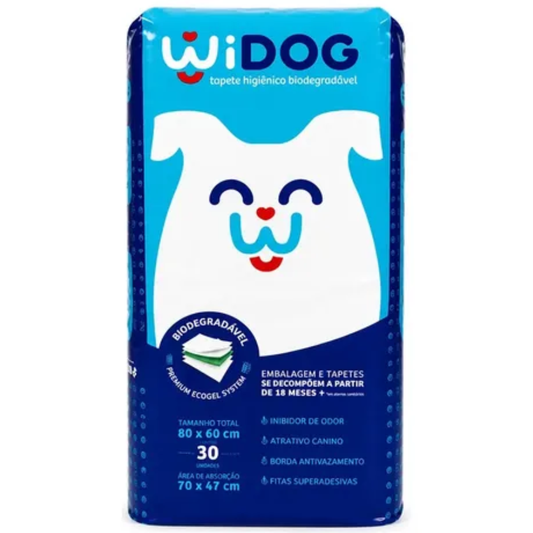 Tapete Higiênico Biodegradável Widog 80x60cm Com 30 Unidades