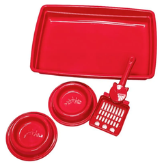 Bandeja Higiênica Pop Kit 4 Em 1 Cor Vermelho
