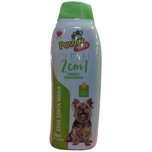 Shampoo & Condicionador Power Pets Clean 2 Em 1 Erva Santa Maria 700ml