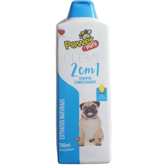 Shampoo & Condicionador Power Pets Clean 2 Em 1 Extratos Naturais 700ml