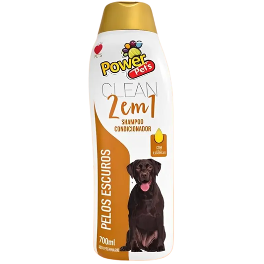 Shampoo & Condicionador Power Pets Clean 2 Em 1 Pelos Escuros 700ml