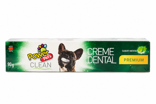 Creme Dental Veterinário Power Pets Clean Premium Sabor Menta 90 G Para Cães E Gatos