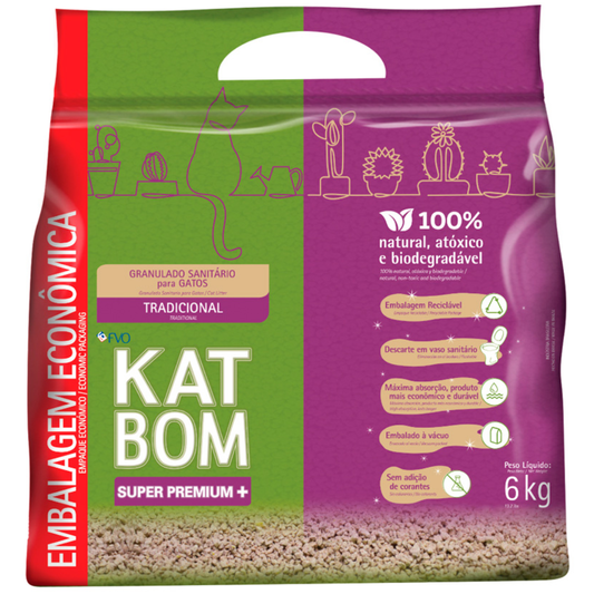 Granulado Higiênico Kat Bom Tradicional 6kg Para Gatos