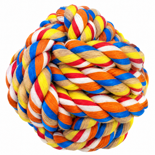 Brinquedo Mordedor Bola De Corda Trançada Com Nós Para Cães – Colorida