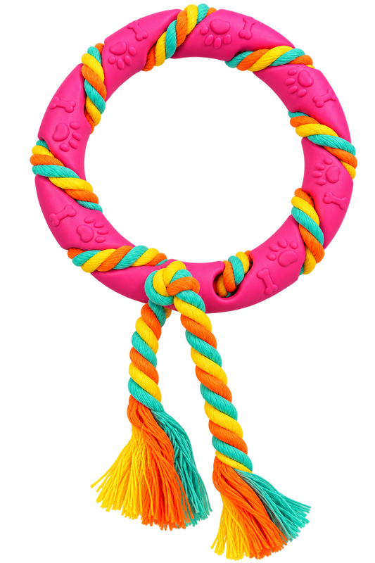 Brinquedo Mordedor Argola Para Cães Com Corda Colorida