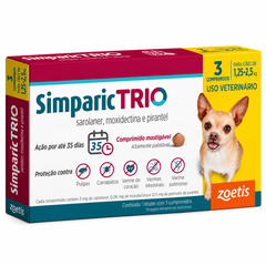 Simparic Trio Antipulgas E Vermífugo Para Cães 1,25 A 2,5 Kg 3 Comprimidos – Zoetis