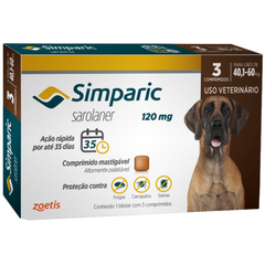 Antipulgas Simparic 120mg Para Cães De 40,1 A 60kg Com 3 Comprimidos Da Zoetis