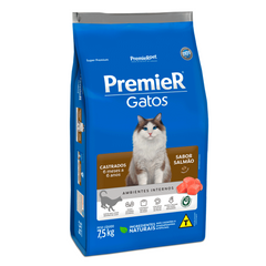 Ração Gato Premier Ambientes Interno Para Gatos Castrados Sabor Salmão 7,5 Kg
