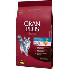 Ração Granplus Sabor Salmão E Arroz Para Gatos Adultos Castrados 3kg
