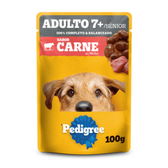 Ração Úmida Pedigree Sachê Sabor Carne Ao Molho Para Cães Adultos Sênior 7+ Anos 100gr