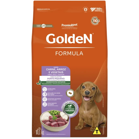 Ração Golden Fórmula Para Cães Filhotes Raças Pequenas Sabor Carne E Arroz 10kg
