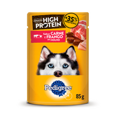 Ração Úmida Pedigree Sachê High Protein Sabor Carne E Frango Ao Molho Para Cães Adultos 85gr