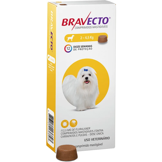 Antipulgas E Carrapatos Bravecto 112,5mg Para Cães De 2 A 4,5kg