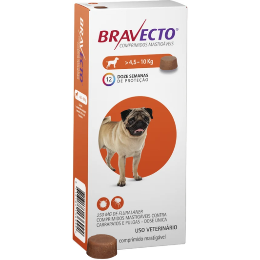 Antipulgas E Carrapatos Bravecto 250mg Para Cães De 4,5 A 10kg
