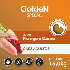 Ração Golden Special Para Cães Adultos Sabor Carne E Frango 15kg