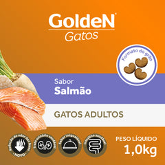 Ração Golden Para Gatos Adultos Sabor Salmão 1 Kg