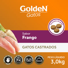 Ração Golden Para Gatos Adultos Castrados Sabor Frango 3kg