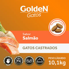 Ração Golden Para Gatos Castrados Sabor Salmão 10,1 Kg