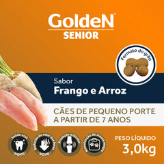 Ração Golden Fórmula Mini Bits Para Cães Senior De Porte Pequeno Sabor Frango E Arroz 3kg