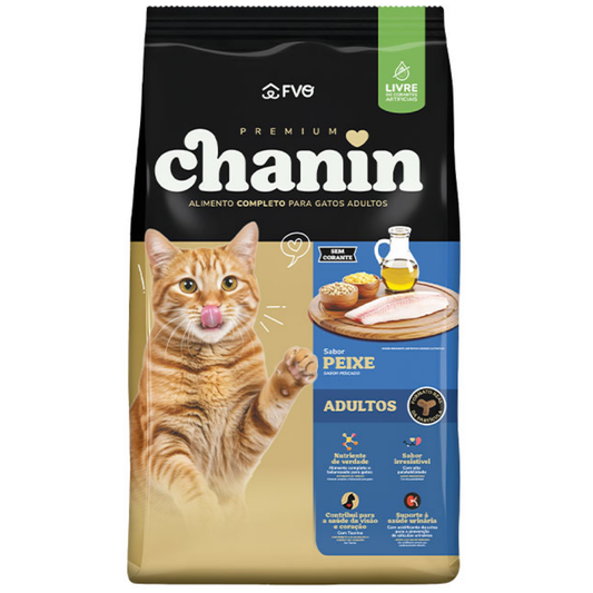 Ração Chanin Natural Sabor Peixe Para Gatos Adultos 10kg