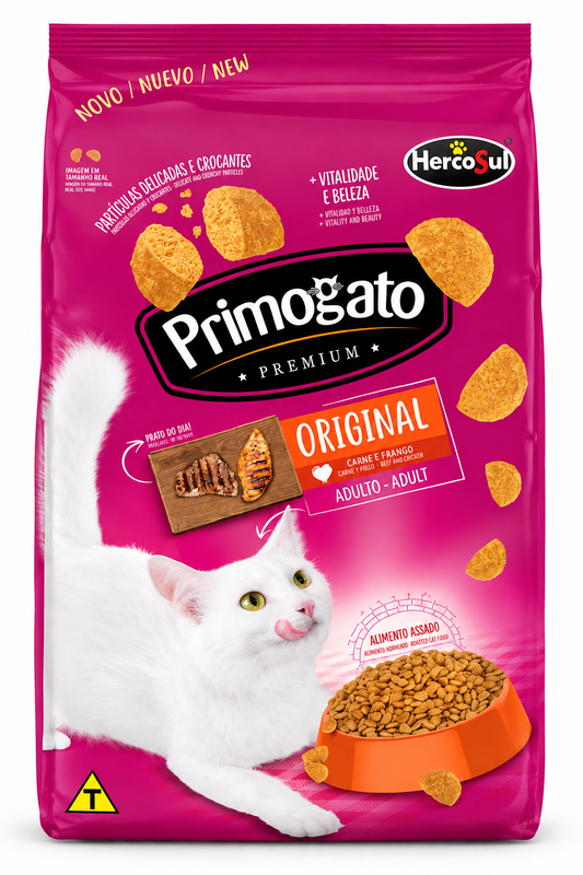 Ração Primogato Premium Original Para Gatos Adultos Sabor Carne E Frango 15kg