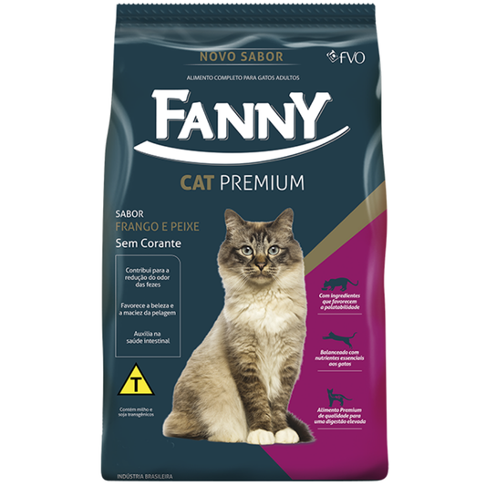 Ração Fanny Cat S/ Corante Sabor Frango E Peixe Para Gatos Adultos 10kg