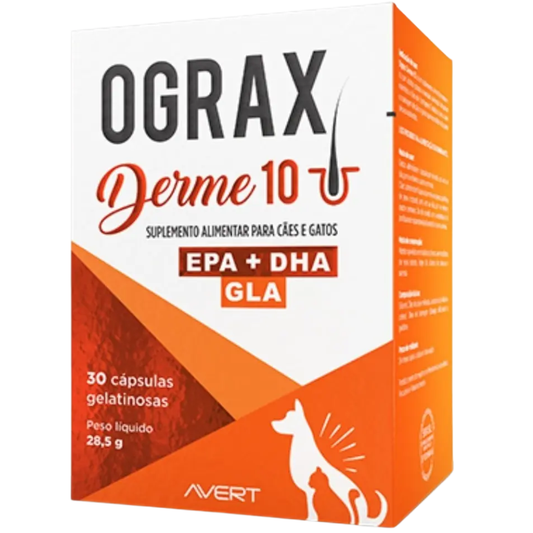 Suplemento Alimentar Ograx Derme 10 - Para Cães E Gatos Com 30 Capsulas