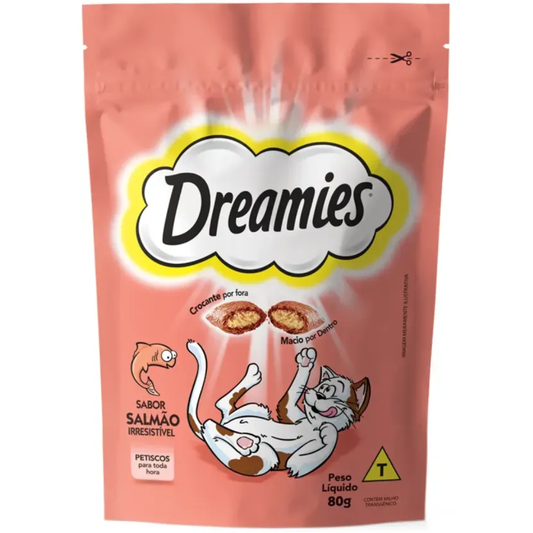 Petisco Dreamies Sabor Salmão Irresistível Para Gatos Adultos 80gr