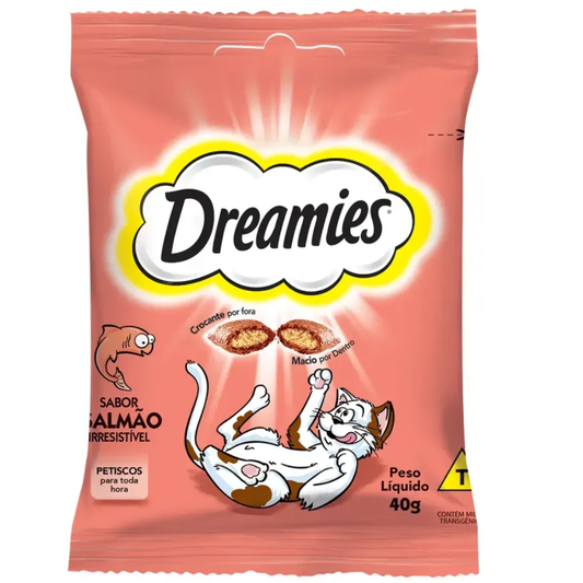 Petisco Dreamies Sabor Salmão Irresistível Para Gatos Adultos 40gr