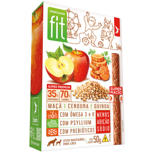 Petisco Stick Fit Para Cães Sabor Maçã, Cenoura & Quinoa 50gr