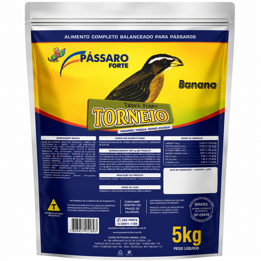 Mistura Para Pássaros Trinca Ferro Torneio Banana 5kg Pássaro Forte