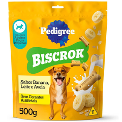 Biscoito Pedigree Biscrok Para Cães Adultos Raças Pequenas Sabor Banana, Leite & Aveia 500gr