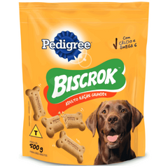 Biscoito Pedigree Biscrok Para Cães Adultos Raças Grandes Sabor Leite 500gr