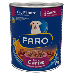 Ração Úmida Lata Faro Para Cães Filhotes Sabor Carne 280gr
